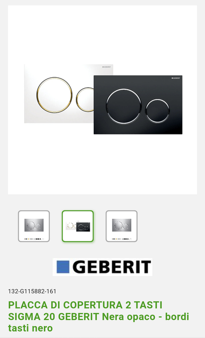 Placca Sigma 20 Nera Opaco Geberit