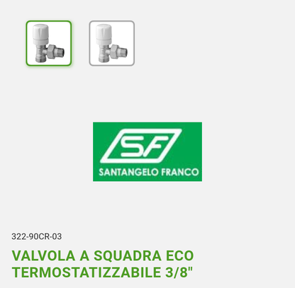 Valvola a Squadra Eco Termostatizzabile 3/8" Santangelo SF