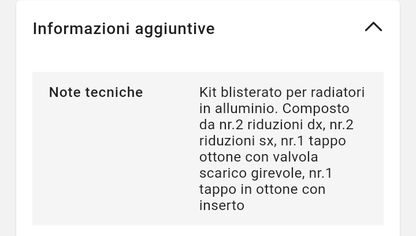 Kit Radiatore Alluminio 1"X3/8 Dm.42