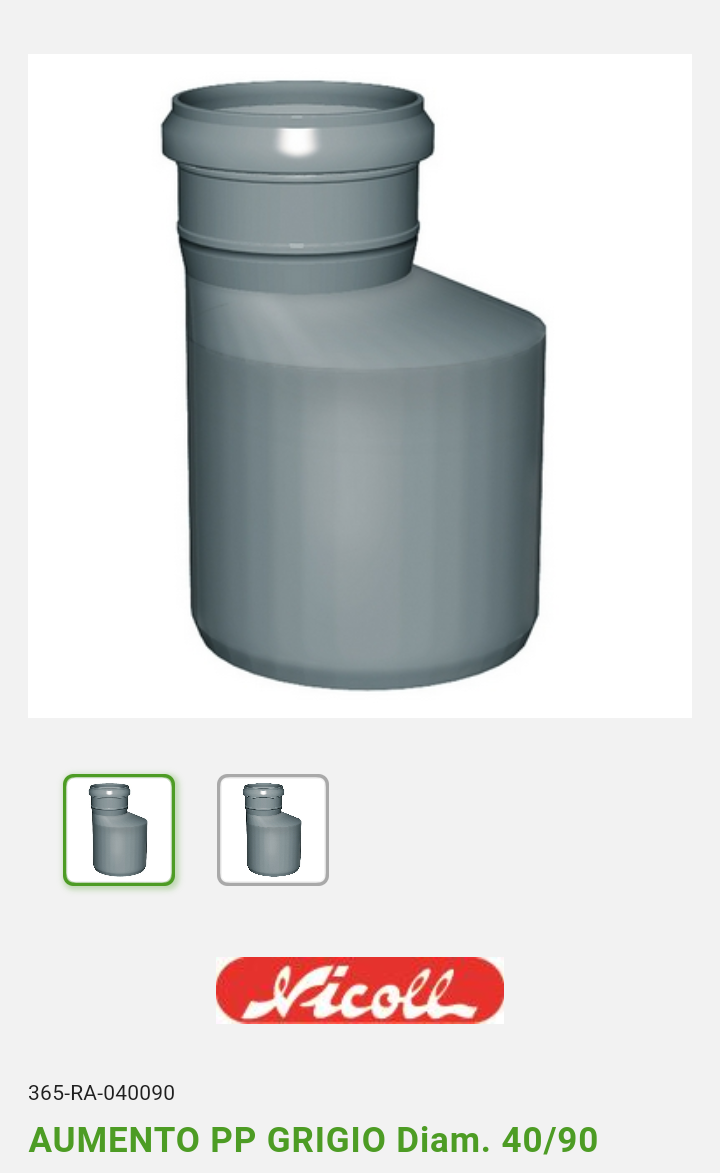 Aumento PP 40/90 Grigio Innesto