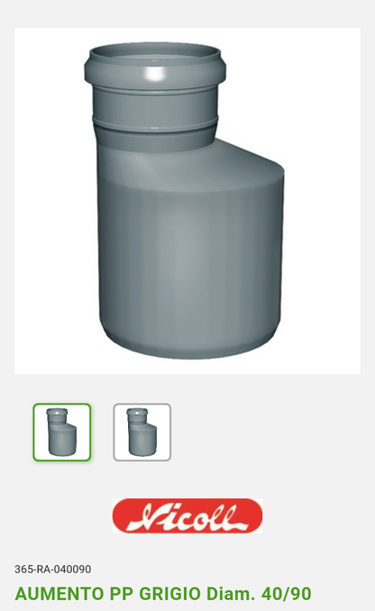 Aumento PP 40/90 Grigio Innesto