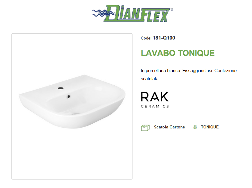 Lavabo Tonique Monoforo L. 55 cm