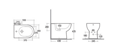 Bidet filo muro Tonique Rak H 42 cm