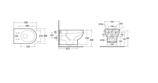 Vaso sospeso rimless Tonique Rak