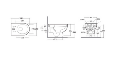 Vaso sospeso rimless Tonique Rak