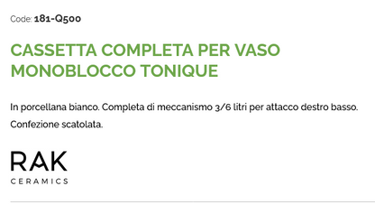 Cassetta completa per vaso monoblocco Tonique Rak