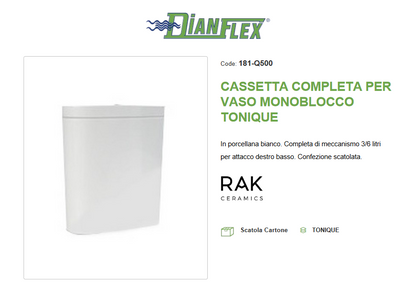 Cassetta completa per vaso monoblocco Tonique Rak