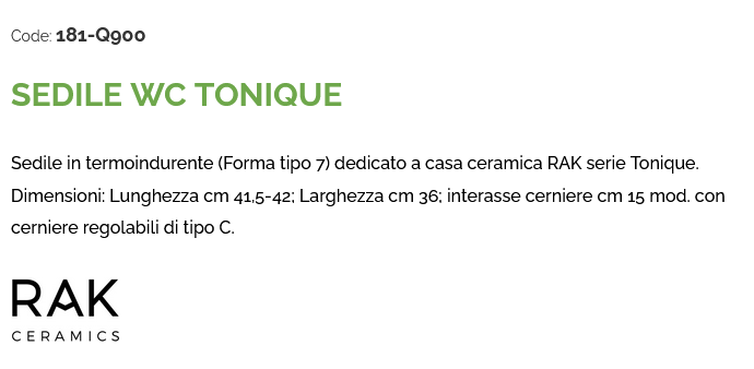 Sedile WC Tonique Rak