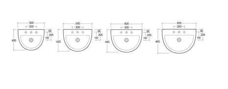 Lavabo monoforo Morning Rak L. 50 cm