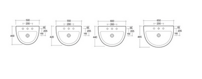 Lavabo monoforo Morning Rak L. 50 cm