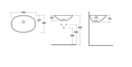 Lavabo d'appoggio Morning Rak 38x54 cm