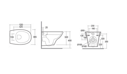 Vaso Sospeso Rimless Morning Rak
