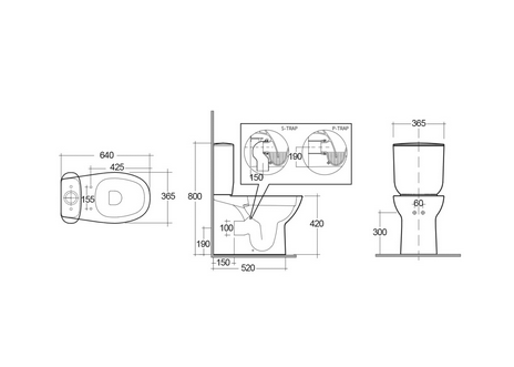 Vaso monoblocco filomuro Rimless Morning Rak scarico universale