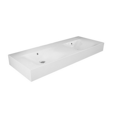 Doppio lavabo sospeso senza foro per rubinetto Des Rak L. 120 cm