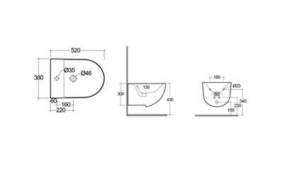 Bidet sospeso con fissaggi nascosti Des Rak