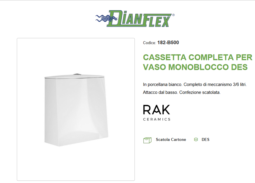 Cassetta completa per vaso monoblocco Des Rak