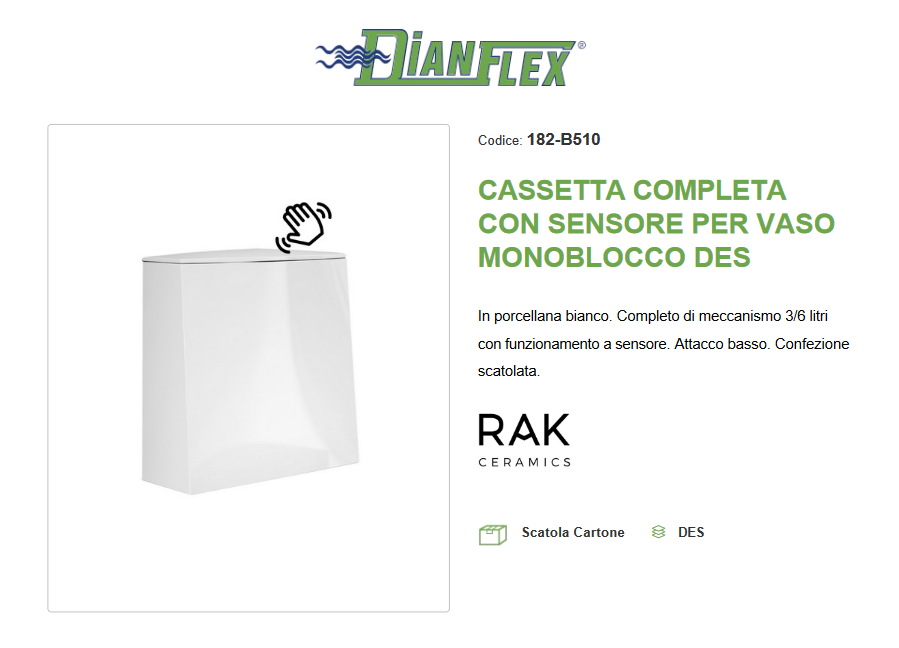 Cassetta completa con sensore per vaso monoblocco Des Rak