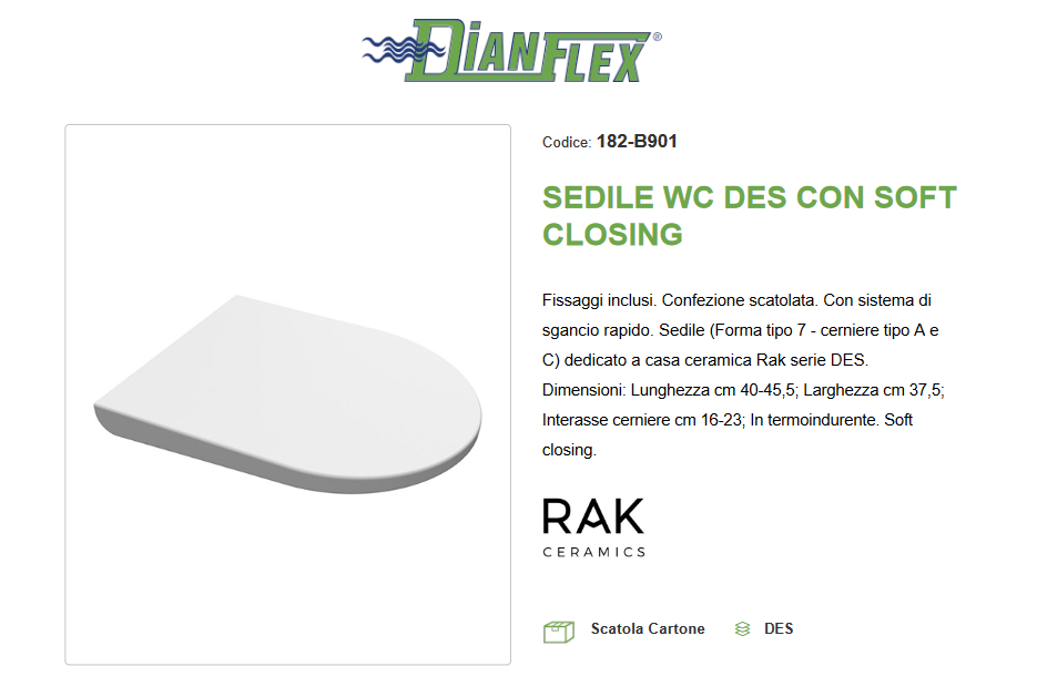 Sedile WC soft closing Des Rak