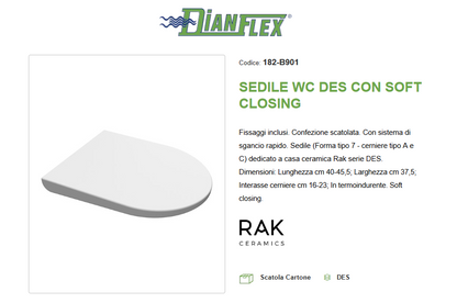 Sedile WC soft closing Des Rak
