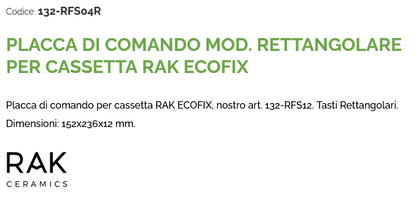Placca di comando mod. rettangolare Bianco-Cromo per cassetta Rak Ecofix