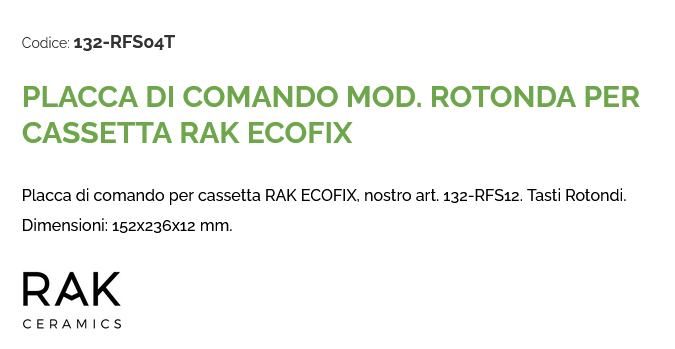 Placca di comando mod. rotond Bianco-Cromo per cassetta Ecofix Rak