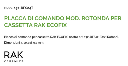 Placca di comando mod. rotond Bianco-Cromo per cassetta Ecofix Rak
