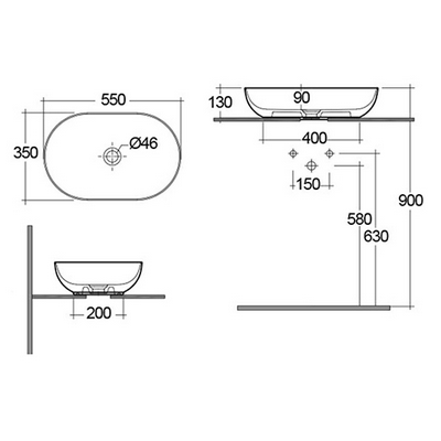 Lavabo da appoggio ovale bianco opaco matt Rak Feeling