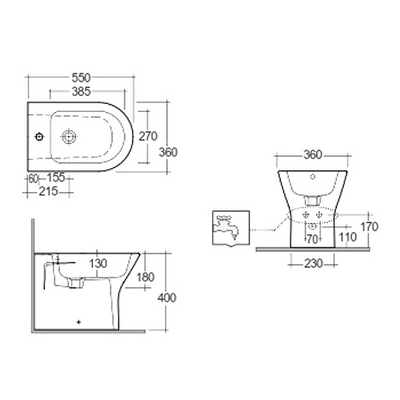 Bidet filo muro erogazione rubinetto bianco opaco matt Feeling Rak