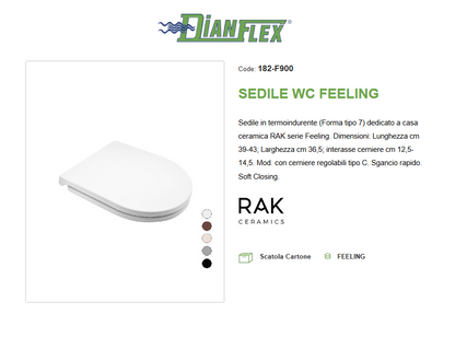 Sedile WC bianco opaco matt Rak Feeling
