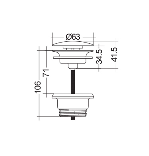 Piletta lavabo senza troppo pieno Tappo beige Opaco Rak Feeling