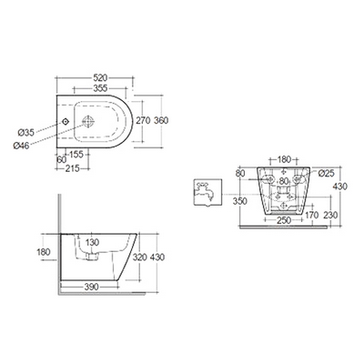 Bidet sospeso fissaggio nascosto beige opaco matt erogazione rubinetto Feeling Rak