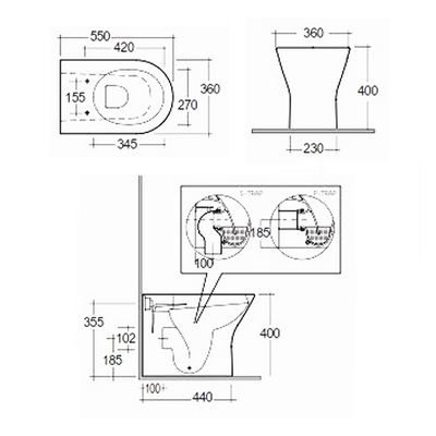 Vaso filo muro rimless scarico universale bianco opaco matt Rak Feeling