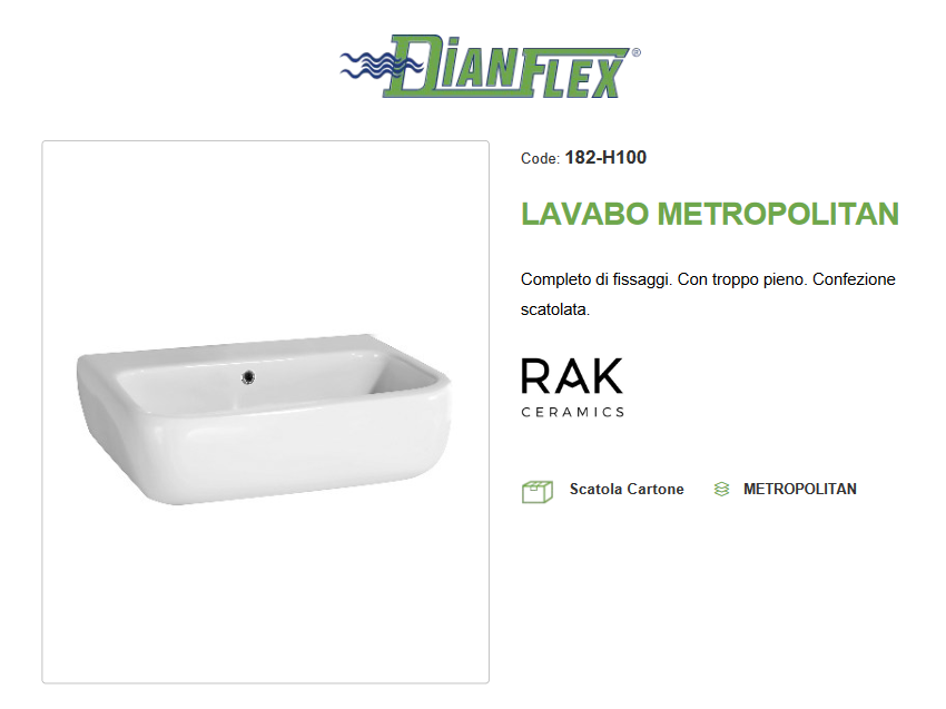 Lavabo monforo L. 52  cm Rak Metropolitan