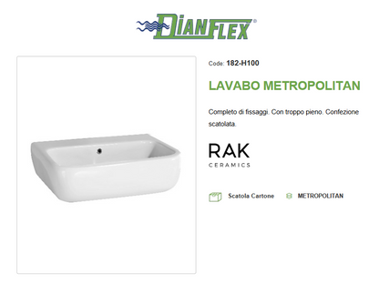 Lavabo monforo L. 52  cm Rak Metropolitan