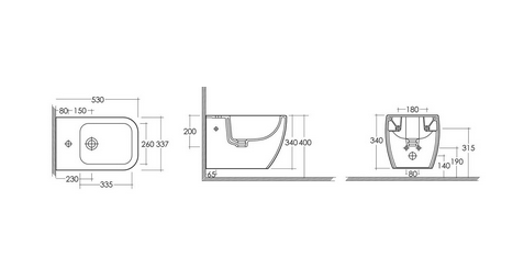 Bidet sospeso erogazione rubinetto smalto protek, Metropolitan Rak