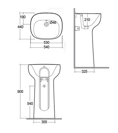 Lavabo autoportante S/foro per rubinetto Illusion Rak