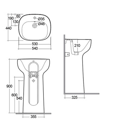 Lavabo autoportante con foro per rubinetto Illusion Rak