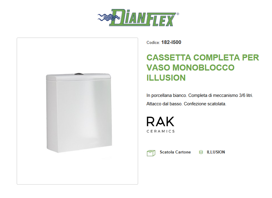 Cassetta completa per vaso monoblocco Illusion Rak