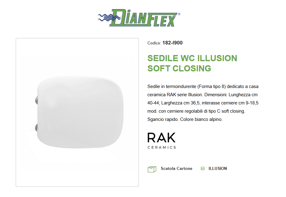 Sedile WC soft closing bianco Rak Illusion