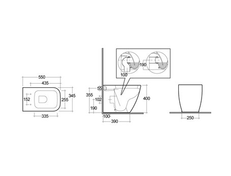 Vaso filo muro scarico universale Rak Caroline