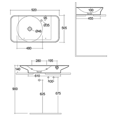 Lavabo sospeso da 92 cm ripiano a dx bianco alpino  Rak Valet