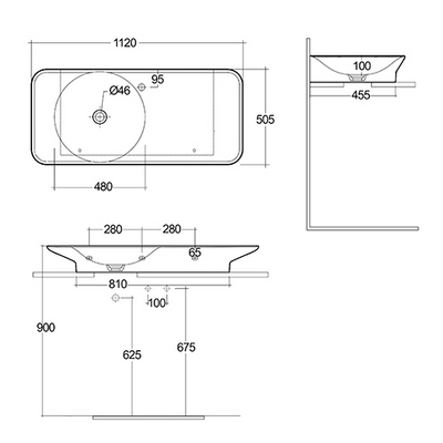 Lavabo sospeso da 112 cm ripiano a dx bianco opaco Rak Valet