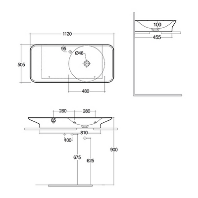 Lavabo sospeso da 112 cm ripiano a sx bianco alpino Rak Valet