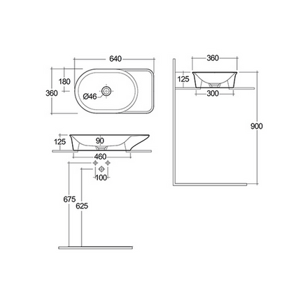 Lavabo da appoggio 64 cm bianco alpino Valet Rak