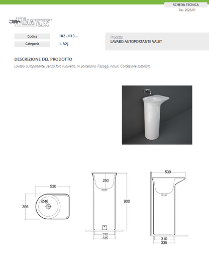 Lavabo autoportante  bianco alpino Valet Rak