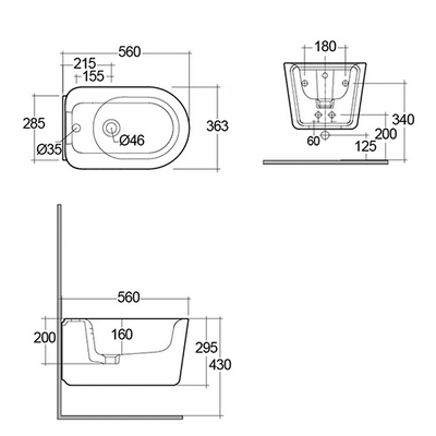 Bidet sospeso erogazione rubinetto bianco opaco Valet Rak