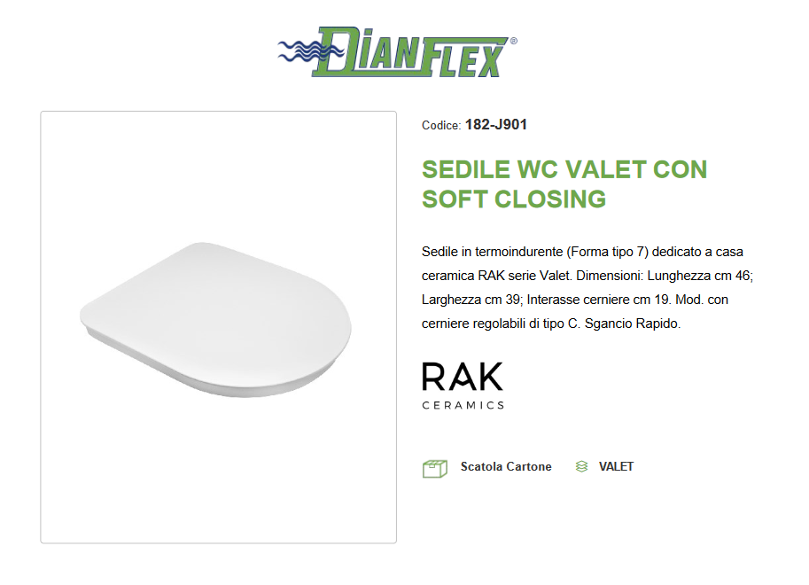 Sedile WC  soft closing bianco alpino Rak Valet