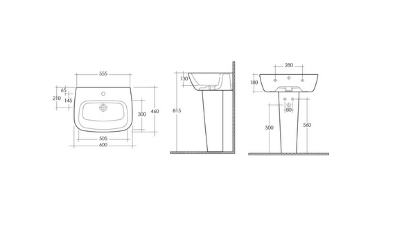 Lavabo monoforo L. 60 cm Rak One