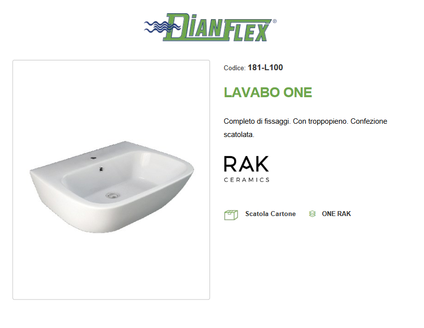 Lavabo monoforo L. 60 cm Rak One