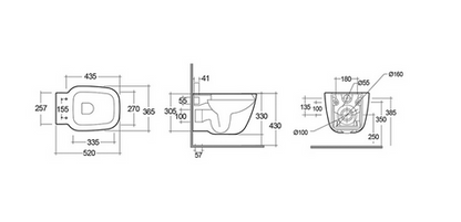 Vaso sospeso rimless fissaggio nascosto Rak One